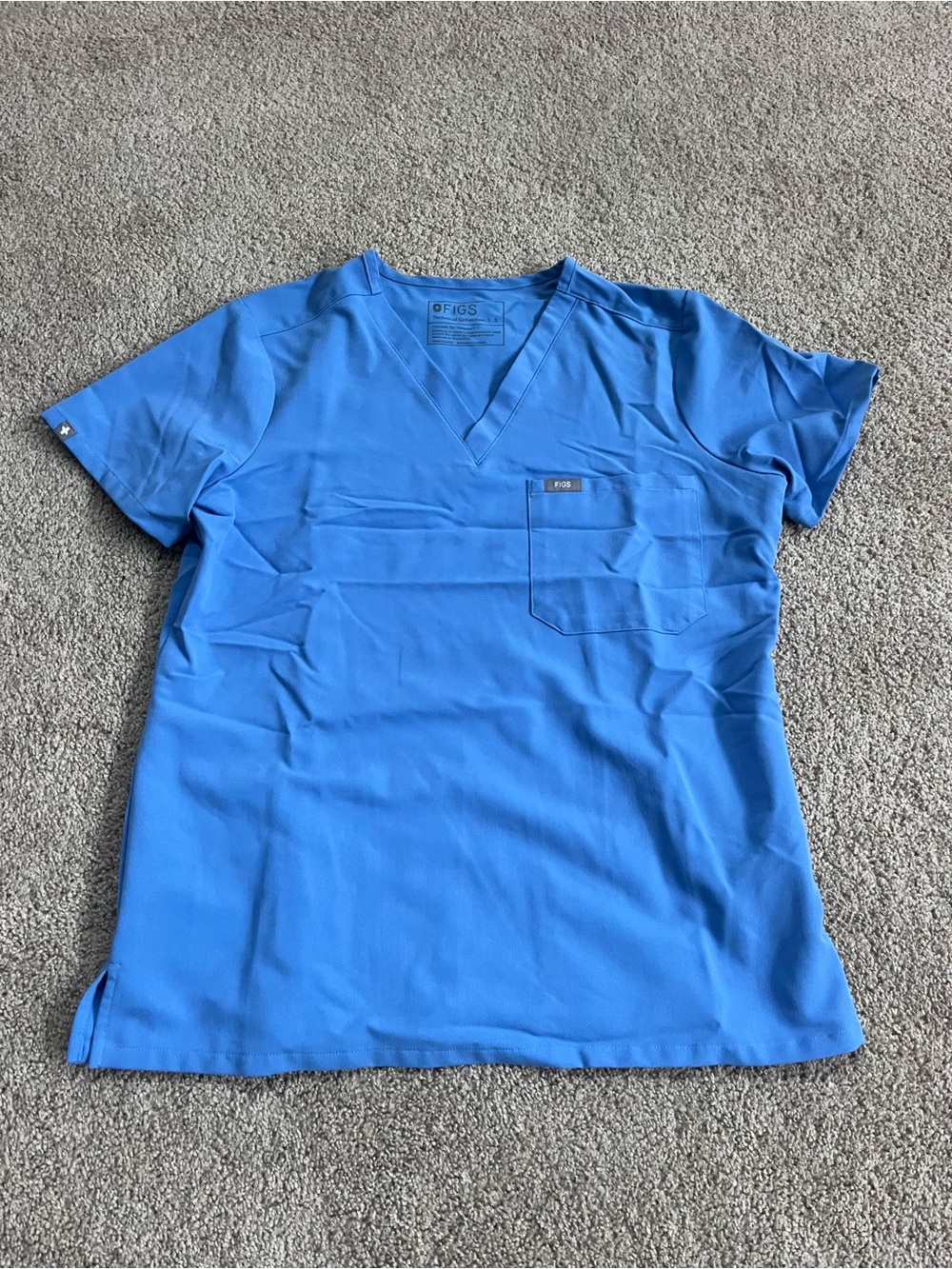 FIGS worms V-Neck Scrub Top in Ceil Blue